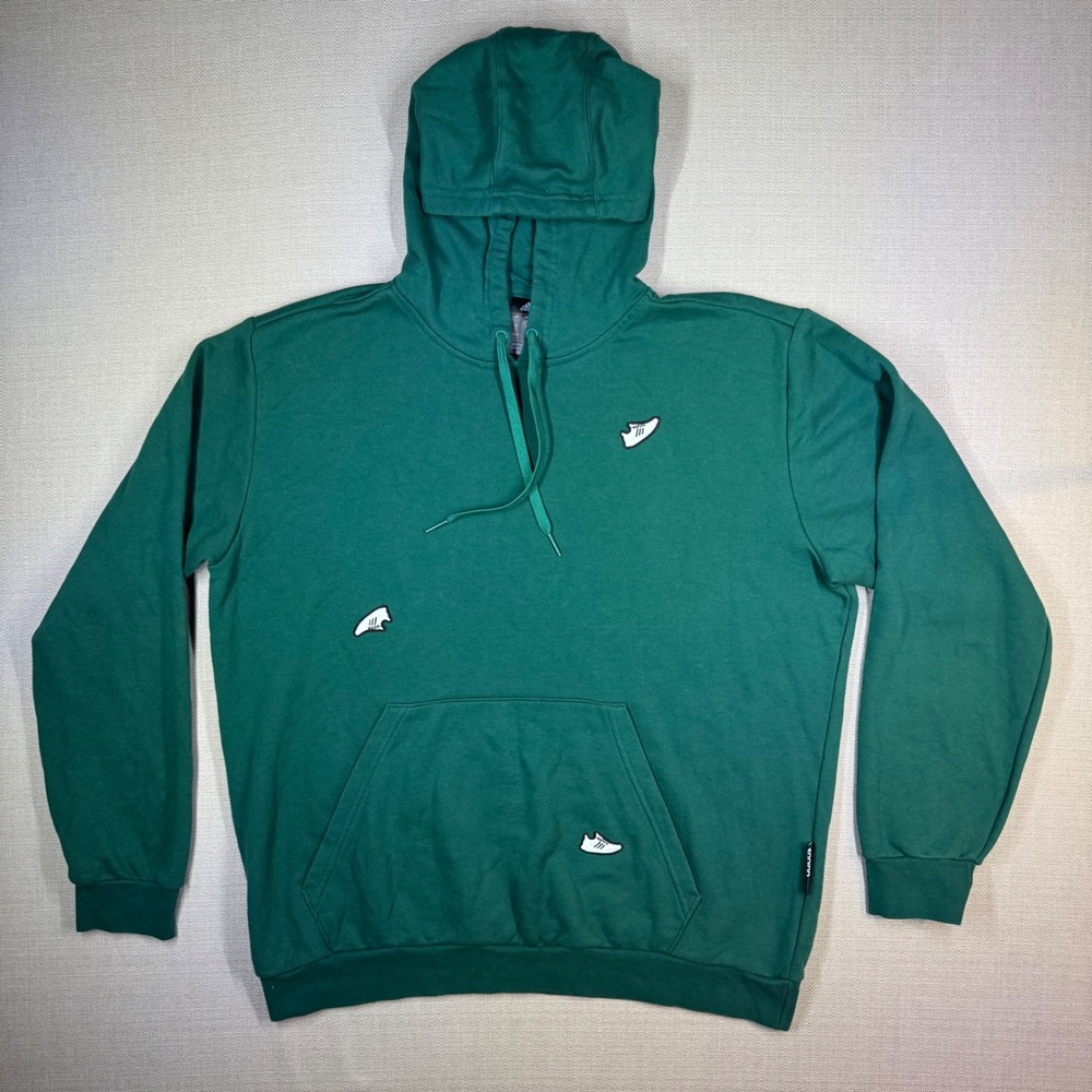 Adidas Mens Green Embroidered Shoe Pullover Hoodie Size Large